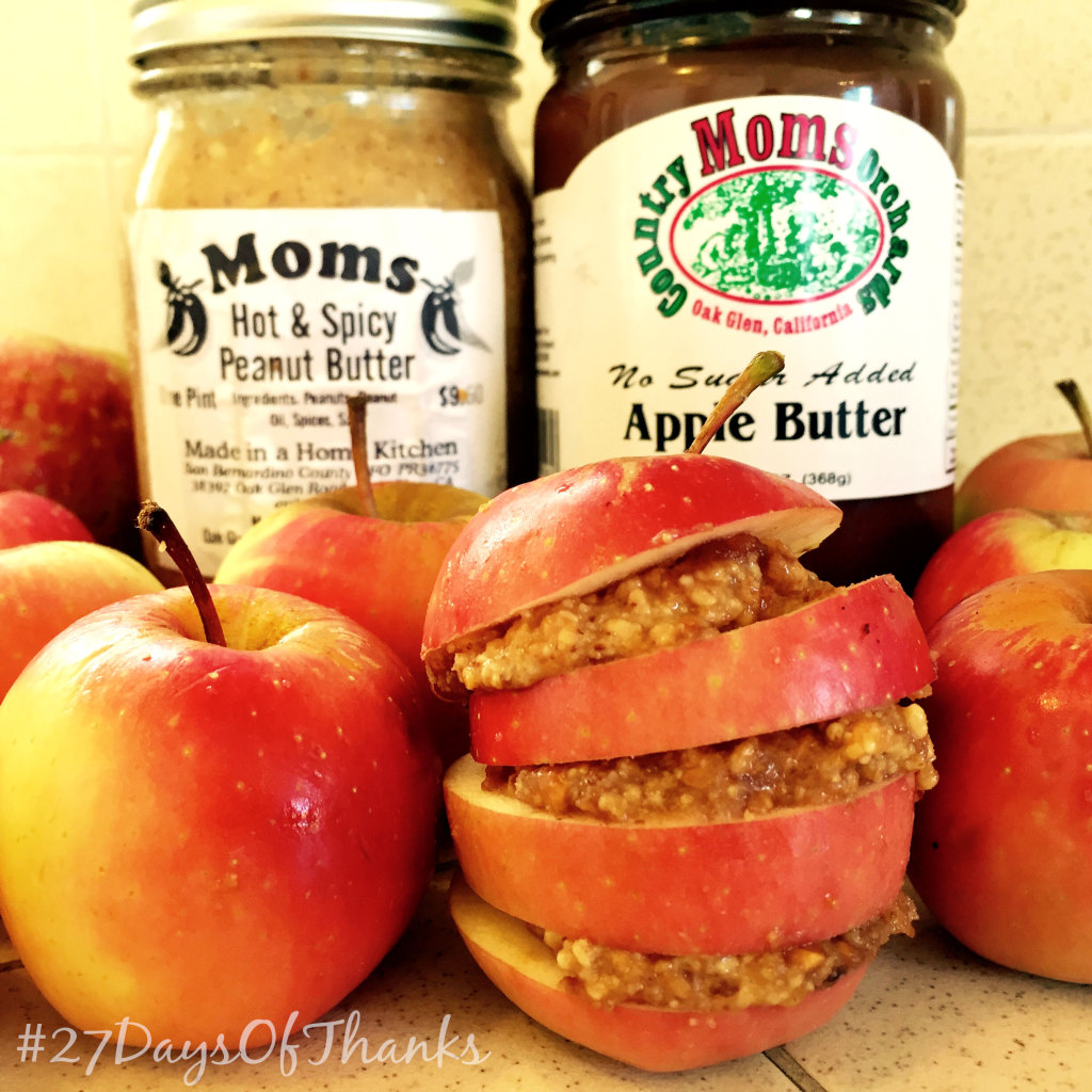 Spicy Peanut Butter and Apple Butter Apple Sandwich